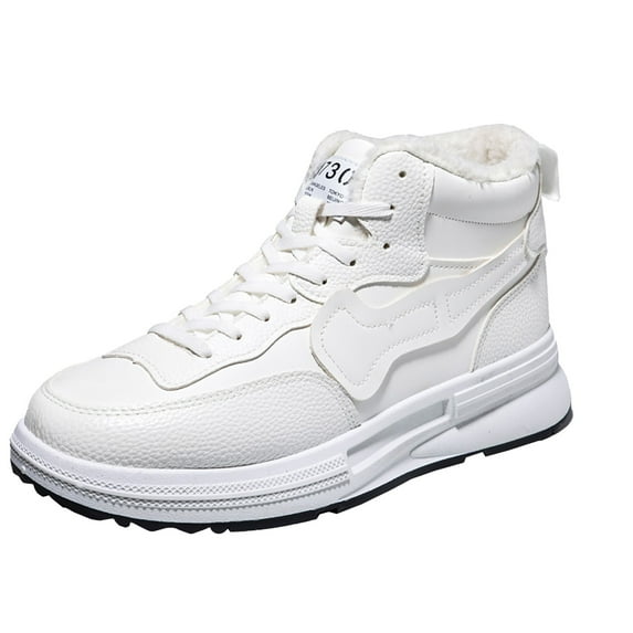 PEASKJP Mens Snow Boots Fashion Mens Snow Boots Winter Shoes Slip On Ankle Booties Non-Slip Winter Shoes Snow Footwear for Male Climbing (White,9)