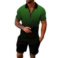 thumbnail image 1 of PEASKJP Mens Summer 2 Piece Outfits Short Sets Zipper Shirt and Shorts Suit Short Sleeve Tracksuits (Green,XL), 1 of 7