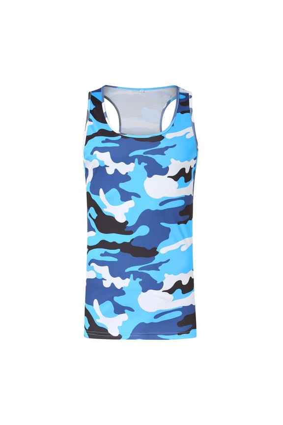 Mens Tank Tops Graphic Men's Gym Bodybuilding Stringer Tank Top Workout Muscle Cut Shirt Fitness Sleeveless Vest (Blue,M)