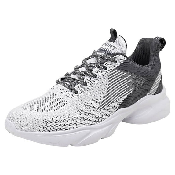PEASKJP Mens Tennis Shoes Mesh Breathable Lightweight Non Slip Lace Up Walking Shoe Workout Walking Footwear Gray 46
