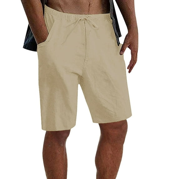 PEASKJP Mens Workout Shorts Big And Tall Men's Cartoon Print Elastic High Waisted Casual Summer Shorts (Khaki,XXL)