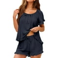 thumbnail image 1 of Razzly Pajamas Women Two Piece Satin Pajama Short Set Pajama Set for Family Pajama Set Long Sleeve Pajamas for Women Flannel Tops for Women Satin Silk Shorts Pajama Leggings Ladies(Dark Gray,2XL), 1 of 7