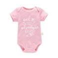 thumbnail image 1 of PEASKJP Newborn Bodysuit Girl Summer Princess Infant Baby Girls Bodysuit & Short Sleeve Romper Set,3-6 Months Pink, 1 of 4