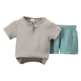 thumbnail image 1 of PEASKJP Newborn Boy Summer Short Sets Baby Boy Short Sleeve Crewneck Shirts Shorts Summer Clothes,Size 18-24 Months, 1 of 3