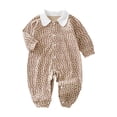 thumbnail image 1 of PEASKJP Newborn Romper Baby Boy Striped Romper Waffle Long Sleeve Button Oversized Bodysuit Fall Winter Baby Collared Onsie Polo Shirt Clothes Rose Gold,0-3 Months, 1 of 3