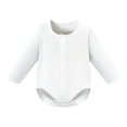 thumbnail image 1 of PEASKJP Newborn Romper Newborn Infant Baby Boy Fall Winter Outfit Boy Baby Clothes Boy Oversized Romper Shirts Long Sleeve Onesie White,12-18 Months, 1 of 6