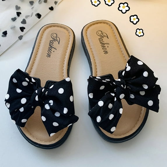 PEASKJP Open Toe Sandals Kids Toddler Children Girls Anti-Slip Soft-Bottomed Lightweight Comfy Slides Sandals Sandals for Girls Casual Black 1