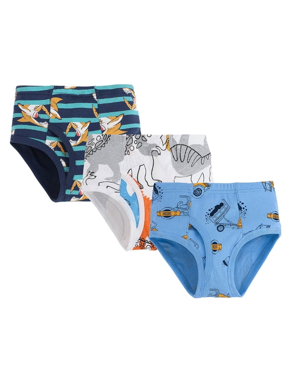 Organic Cotton Kids Underwear Boys' and Toddler Comfort Flex Waistband Boxer Briefs Multiple Packs Available (Blue,4-5 Years)