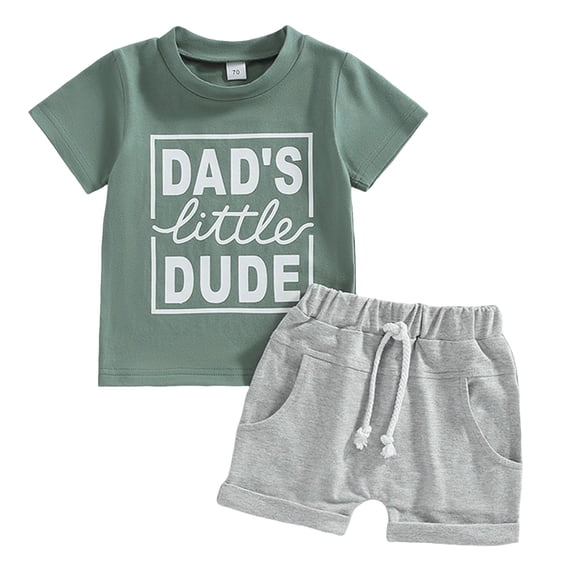 PEASKJP Outfits Sets for Newborn Boys 2 Piece Baby Graphic T-Shirt and Shorts Outfit Set Infant to Big Kid,Size 6-12 Months