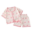 thumbnail image 1 of PEASKJP Pajama for Girls Girls Pajamas Silk Satin Pajama Sleepwear Button Down Pj Set Loungewear (Light Pink,18-24 Months), 1 of 1