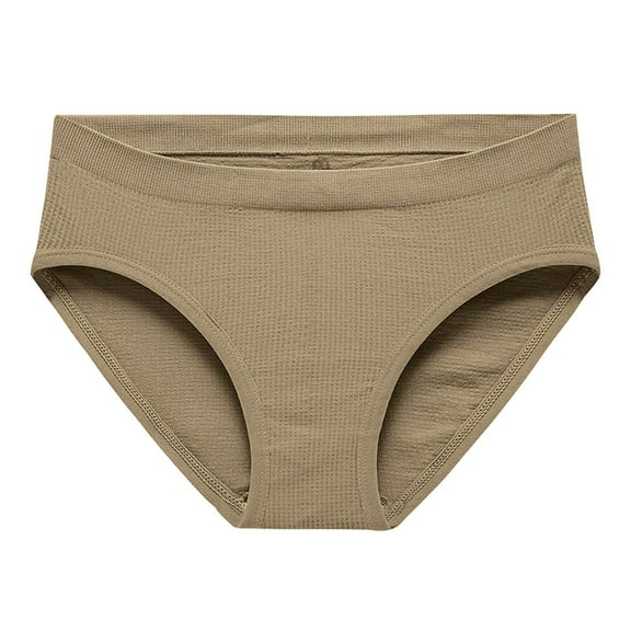 PEASKJP Panties for Women Women's Comfort Waistband Microfiber Higt Cut,Khaki L
