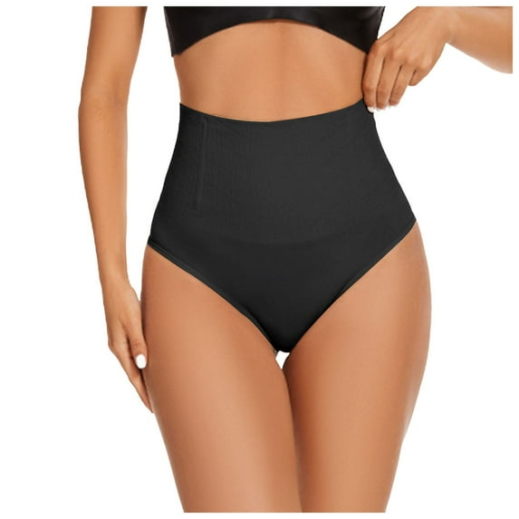 PEASKJP Panties for Women Women's Underwear Cotton Super High Waisted Briefs Stretch Full Coverage Panties,Black M