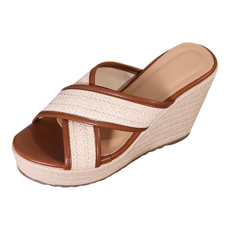 PEASKJP Platform Sandals Comfortable Women s Briah Perf Sling Wedge Sandal for Women Coffee 6.5 Walmart