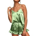 thumbnail image 1 of PEASKJP Plus Size Pajamas for Women Satin Pajamas Set Lace Sleepwear Lingerie Cami Shorts Set Plus Size Pajama Sets Mint Green XX-L, 1 of 5