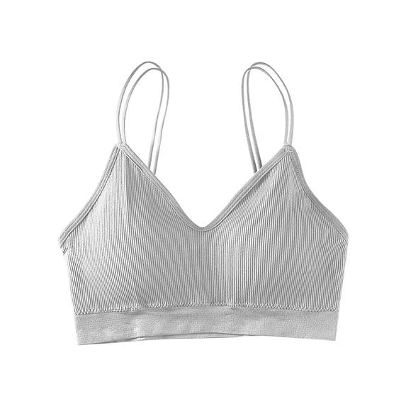 PEASKJP Plus Size Sports Bras for Women Strappy Sports Bra for Women Push Up Bra, Grey One Size