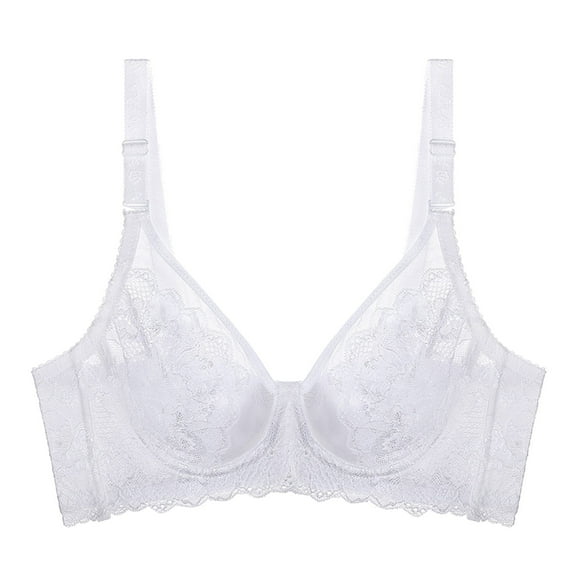 PEASKJP Plus Size Strapless Bras for Women Anti-Slip Lightly Padded Underwire Lace Bra with Padded Shoulder Straps Women's Lingerie S White