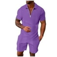 thumbnail image 1 of PEASKJP Polo Shirt Men's Shirt and Shorts Set Summer Outfits Casual Short Sleeve Suit for Men 2 Piece Shorts Tracksuit Set (Purple,XXL), 1 of 5