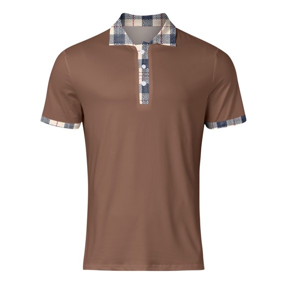 PEASKJP Polo T Shirts for Men Men's Slim-Fit Cotton Pique Polo Shirt Summer Polo Tops (Coffee,XXL)