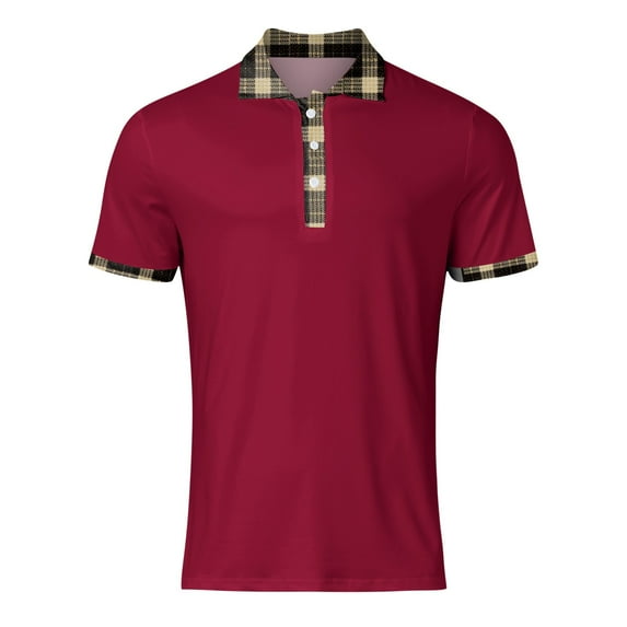 PEASKJP Polo Shirts for Men Slim Fit Men's Short Sleeve Polo Shirts Casual Slim Fit Basic Designed Cotton Shirts (Red,M)