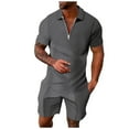 thumbnail image 1 of PEASKJP Polo Shirts for Men and Shorts Set Summer Outfits Casual Short Sleeve Suit 2 Piece Shorts Tracksuit Set (Black,M), 1 of 5
