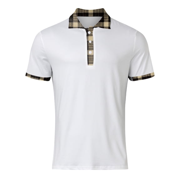 PEASKJP Polo T Shirts for Men Mens Polo Shirts Moisture Wicking Performance Mens Golf Shirt Regular Fit Fashion Print Short Sleeve Polo (White,3XL)