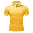 thumbnail image 1 of PEASKJP Polo T Shirts for Men Slim Fit Mens Knit Polo Shirts Short Sleeve Vintage Sweater Polo Summer Casual Shirts Golf Pullover (Yellow,3XL), 1 of 3