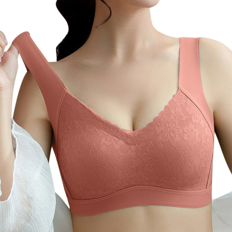 PEASKJP Push Up Bras for Women Seamless Stretchy Wire Free T-Shirt Bra Red  2XL