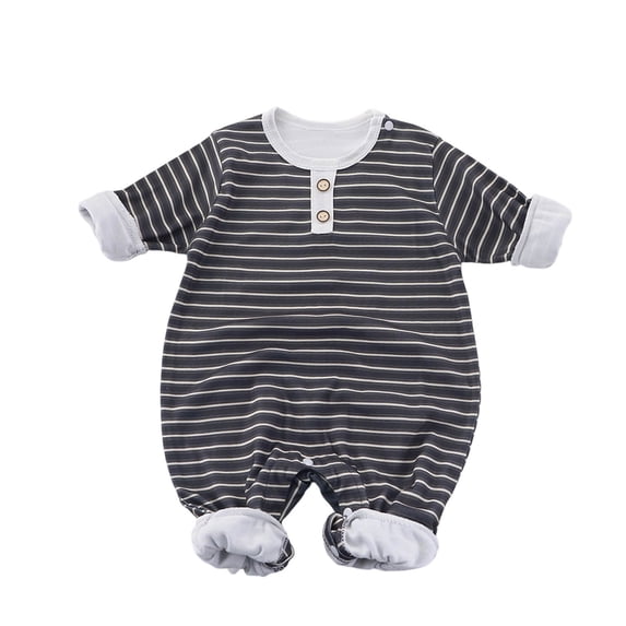 PEASKJP Rompers Baby Boy Baby Boy Romper Footed Long Sleeve Footies Newborn Girl Clothes Footless with Zipper and Mitten Cuffs Grey,12-18 Months