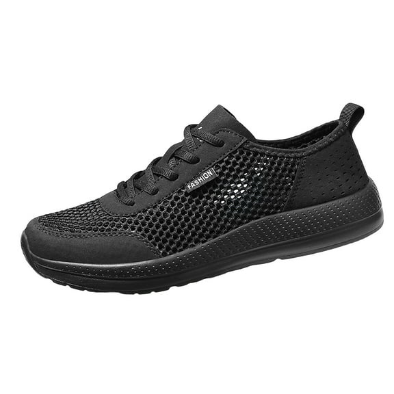 PEASKJP Running Shoes for Men Mesh Performance Non Slip Slip On Tennis Gym Running Sneakers Black 42