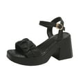thumbnail image 1 of PEASKJP Sandals Women Wide Feet Sandals for Women Wedge,Womens Summer Casual Platform Sandals with High Heel Beach Sandals Espadrille Platform (Black,7), 1 of 5