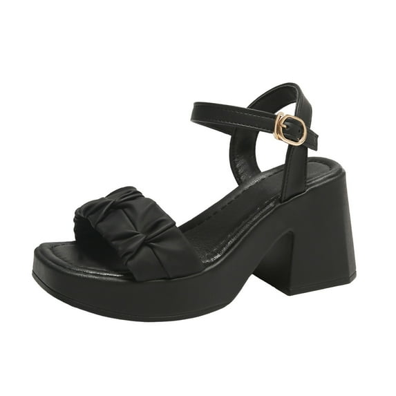 PEASKJP Sandals Women Wide Feet Sandals for Women Wedge,Womens Summer Casual Platform Sandals with High Heel Beach Sandals Espadrille Platform (Black,7)