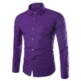 thumbnail image 1 of PEASKJP Shirts Men Shirt Button Down Long Sleeve Collar Solid Casual Slim Fit Mens Dress Shirt Purple 2XL, 1 of 2