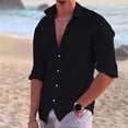 thumbnail image 1 of PEASKJP Shirts for Men Fashion Men Dress Shirt Long Sleeve Casual Business Button Up Shirt (Black,XL), 1 of 3