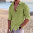 thumbnail image 1 of PEASKJP Shirts for Men Fashion Men Dress Shirt Long Sleeve Casual Business Button Up Shirt (Green,L), 1 of 3