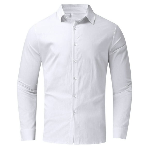 PEASKJP Shirts for Men Fashion Men Dress Shirt Long Sleeve Casual Business Button Up Shirt (White,XXL)