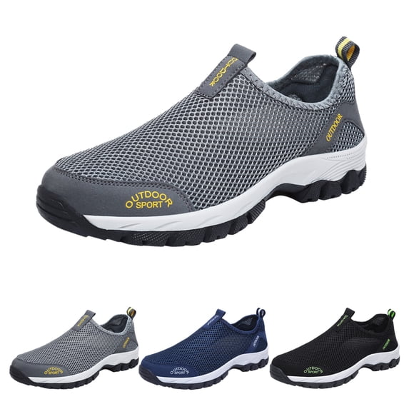 PEASKJP Shoes for Men Sneakers Non Slip Shoes Casual Outdoor Work Shoes Slip-on Casual Sneakers,Dark Gray,8.5