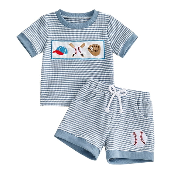 PEASKJP Short Sets Baby Boy 2 Piece Outfits Boy Clothes Sets Short Sleeve T-Shirt Tops Shorts,Size 2-3 Years