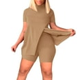 thumbnail image 1 of PEASKJP Short Sets for Womens Women's Sport Set Summer Outfit 2 Piece Set Short Sleeve T Shirts and Shorts Stylish Casual Set (Khaki,XL), 1 of 5