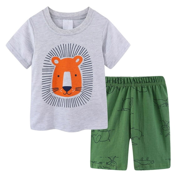PEASKJP Shorts Sets Baby Boys 2 Piece Baby Boys Outfits Summer Clothes 2Pcs Shorts Set Cute Boy Print Tank Top Beach Style,Size 7-8 Years