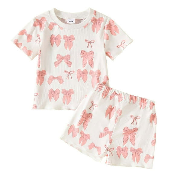 PEASKJP Shorts Sets Girl 2 Piece Baby Girls T Shirt and Shorts Outfit Set Infant to Big Kid,Size 3-4 Years