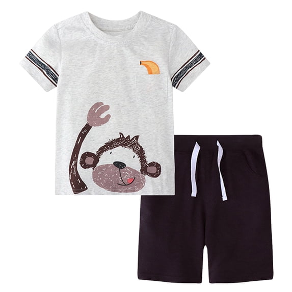 PEASKJP Shorts Sets Toddler Boy 2 Piece Outfits Boy Clothes Toddler Boy Outfits Summer Clothes Shorts Set,Size 8-9 Years