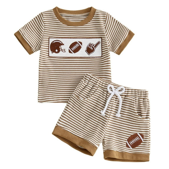 PEASKJP Shorts Sets Toddler Boys 2 Piece Boy Clothes Shorts Set Print Shirt Short Sleeve Top Shorts Summer Outfit,Size 18-24 Months