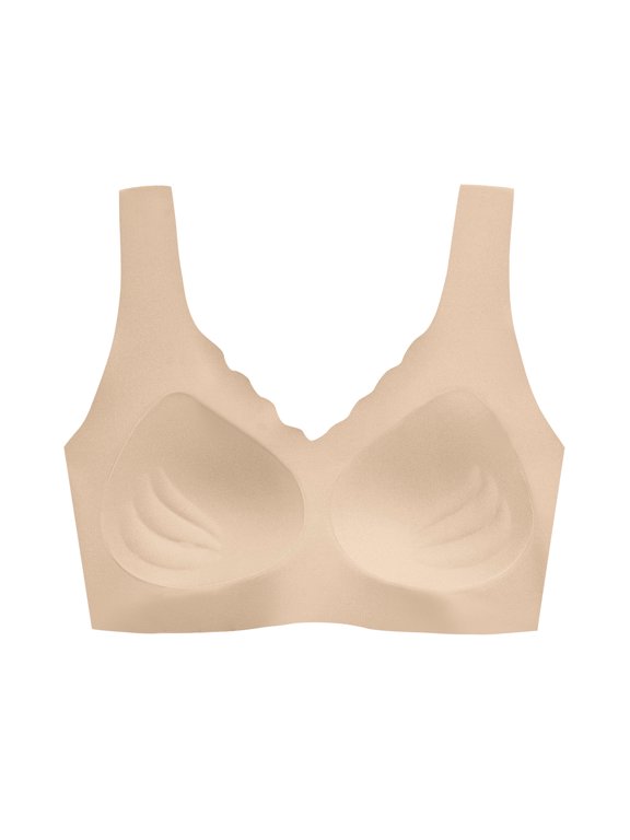 Sport Bras for Women Snugly Pull On Style Seamless Comfortable Wire-Free Yoga Bra with Removable Pads Women's Lingerie Beige M
