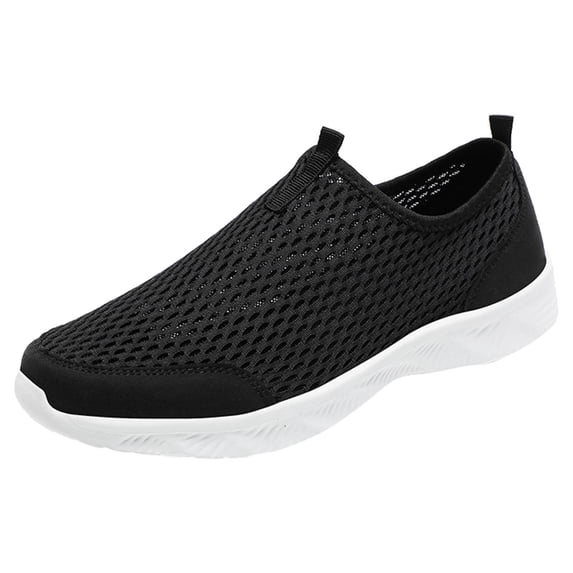 PEASKJP Sport Running Shoes for Men Mesh Breathable Lightweight Soft Insole Lace Up Hiking Gym Low-Top Sneakers White 42