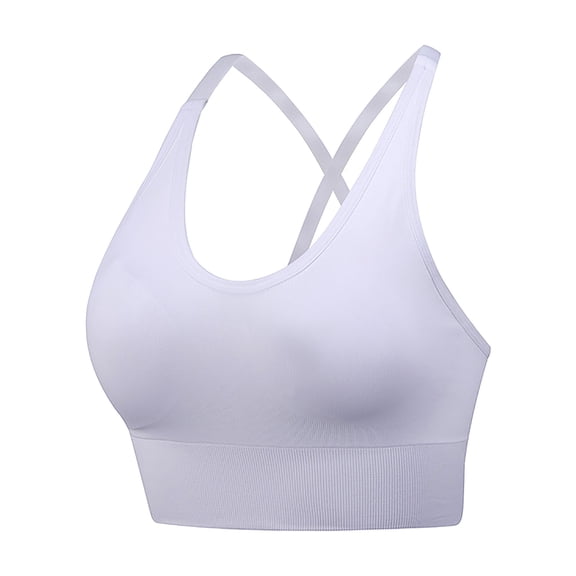 PEASKJP Sports Bras For Women High Support Women's Seamless Comfortable Sports Bra with Removable Pads (White,L)