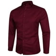 thumbnail image 1 of PEASKJP Stretch Mens Dress Shirts Long Sleeve Slim Fit Dress Shirts for Men Muscle Fit Big and Tall Button-Down Shirt (Wine,M), 1 of 4