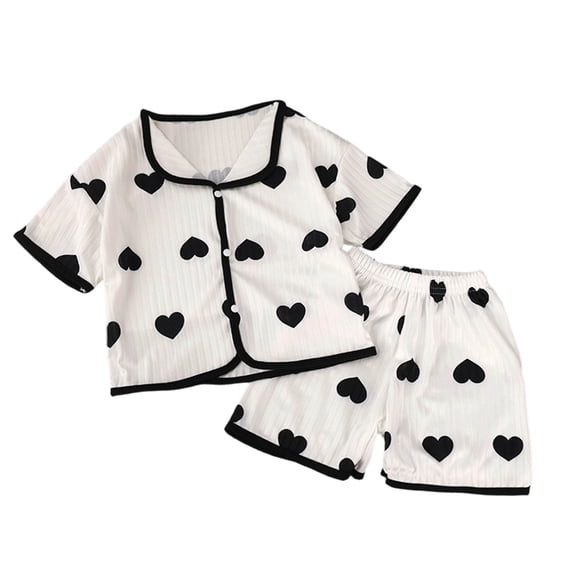 PEASKJP Summer Clothes for Girls Girls Satin Pajamas Set Button Down 2 Piece Silk Pjs Shorts Set Ruffle Sleepwear (White,9-10 Years)