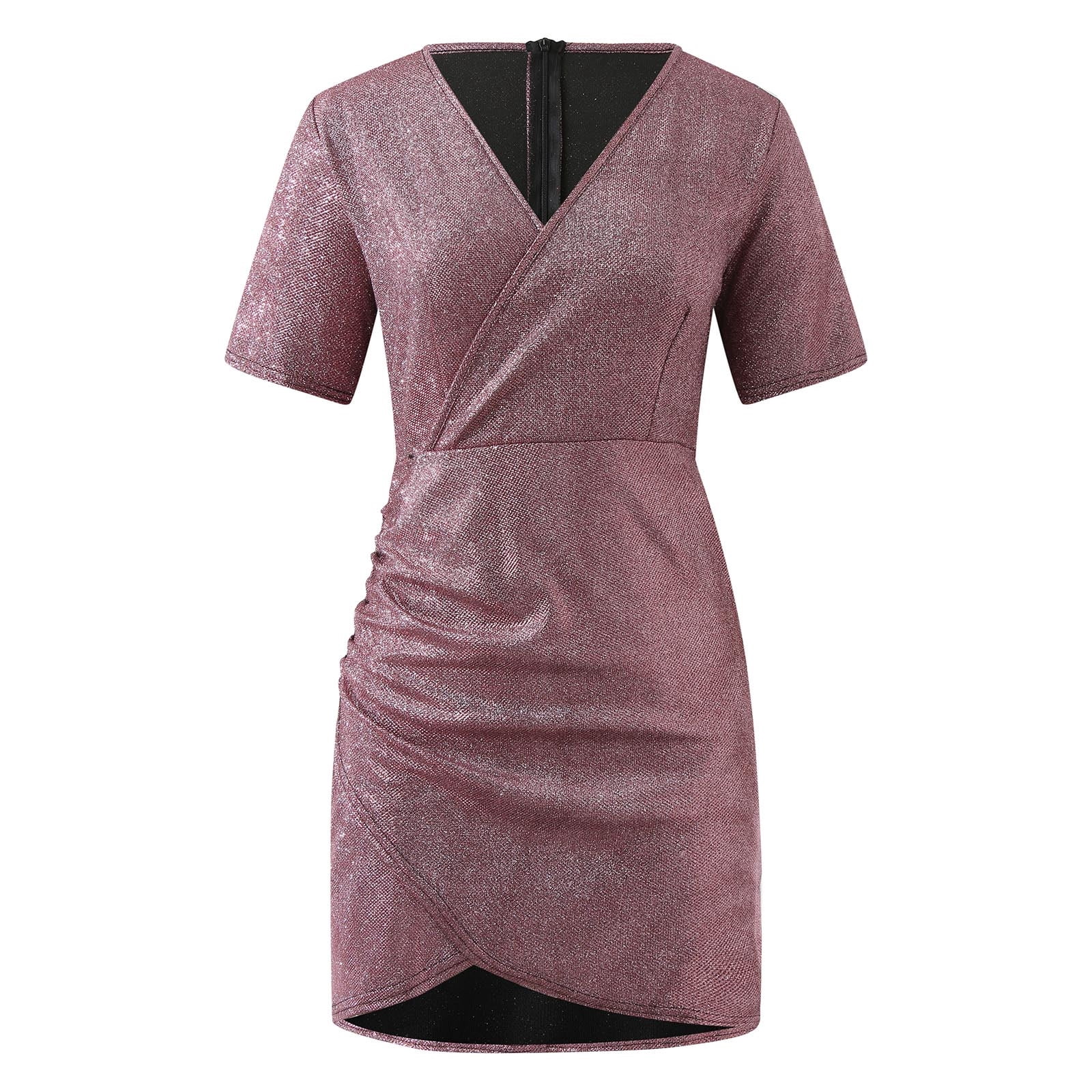SweatyRocks Women's One Shoulder Cocktail Dress - Ruffle Sleeve Wrap Bodycon Party Dress