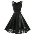 thumbnail image 1 of PEASKJP Summer Dresses for Women 2023 Ruffle Dress Sleeveless Casual V-Neck Lace Modern Fit with Belt Shirt Dress Black M, 1 of 4