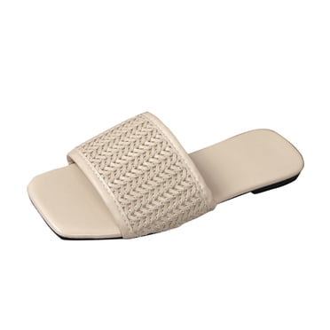 MUDAN Women's Flat Sandal – Braided & Rhinestone Slingback